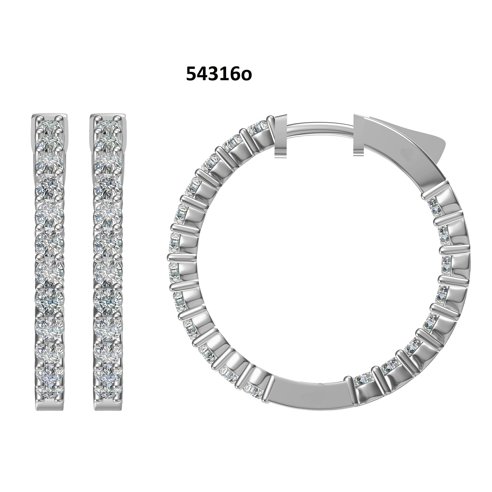 Mayors 18k White Gold 3.00cttw Diamond Hoop Earrings
