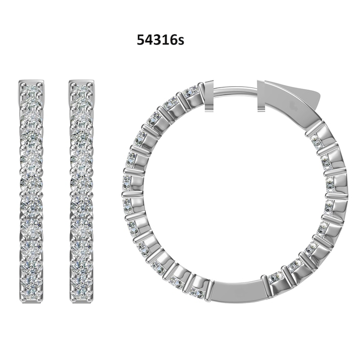 Mayors 18k White Gold 4.00cttw Diamond Hoop Earrings