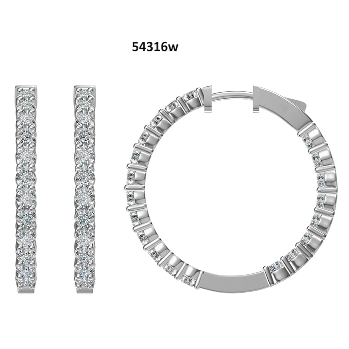 Mayors 18k White Gold 5.00cttw Diamond Hoop Earrings