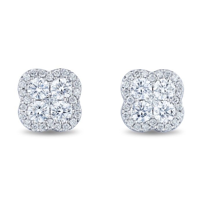 Mayors 18k White Gold 1.36cttw Diamond Cluster Earrings