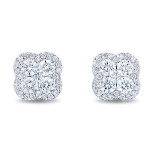 Mayors 18k White Gold 1.36cttw Diamond Cluster Earrings