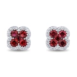 Mayors 18k White Gold 1.36cttw Ruby and 0.24cttw Diamond Cluster Earrings