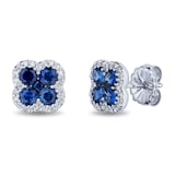 Mayors 18k White Gold 1.36cttw Sapphire and 0.24cttw Diamond Cluster Earrings