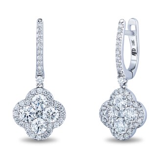 Mayors 18k White Gold 2.73cttw Diamond Cluster Drop Earrings