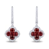 Mayors 18k White Gold 2.40cttw Ruby and 0.62cttw Diamond Cluster Drop Earrings