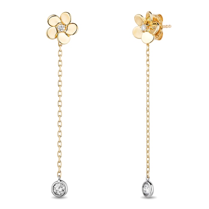 Mayors 18k Yellow Gold 0.20cttw Diamond Flower drop earrings