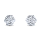 Mayors 18k White Gold 0.98cttw Diamond Cluster Stud Earrings