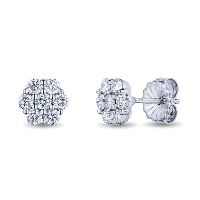 Mayors 18k White Gold 0.98cttw Diamond Cluster Stud Earrings