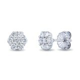 Mayors 18k White Gold 0.98cttw Diamond Cluster Stud Earrings