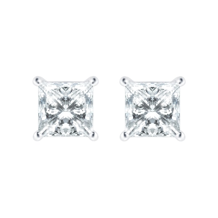 MAYORS 18k White Gold 1.60cttw Princess Cut Classic Diamond Earrings