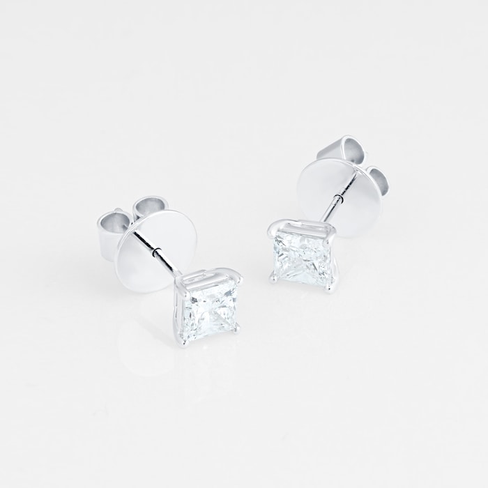 MAYORS 18k White Gold 1.60cttw Princess Cut Classic Diamond Earrings