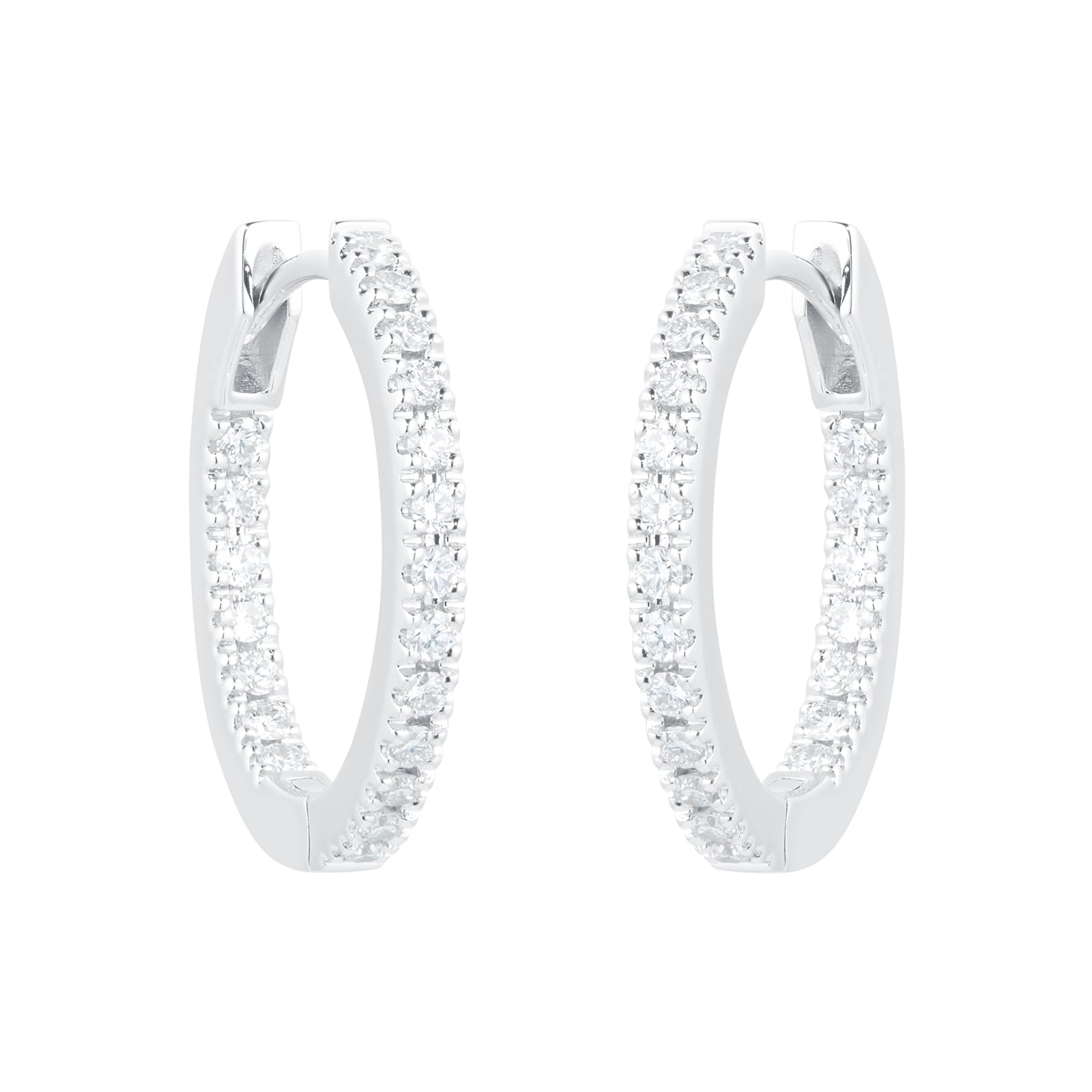 Mayors 18k White Gold 0.31cttw Diamond Oval Hoop Earrings