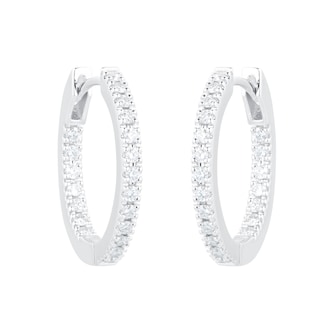 Mayors 18k White Gold 0.31cttw Diamond Oval Hoop Earrings