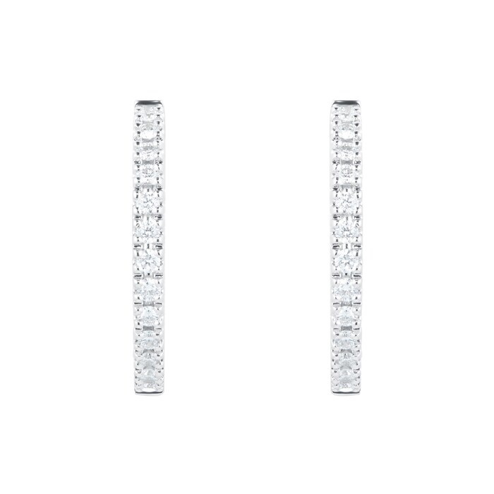 Mayors 18k White Gold 0.31cttw Diamond Oval Hoop Earrings