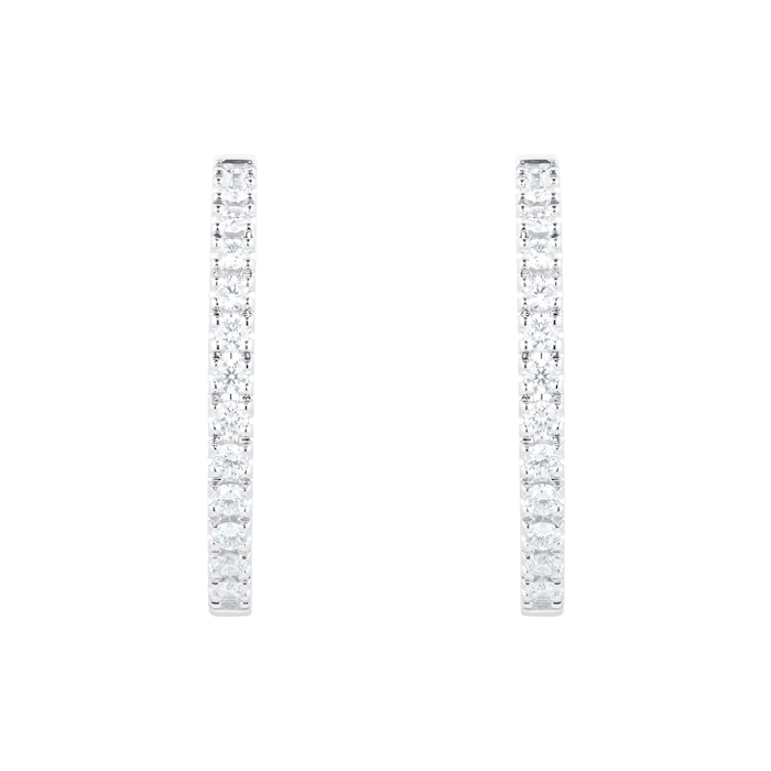 Mayors 18k White Gold 0.47cttw Diamond Oval Hoop Earrings