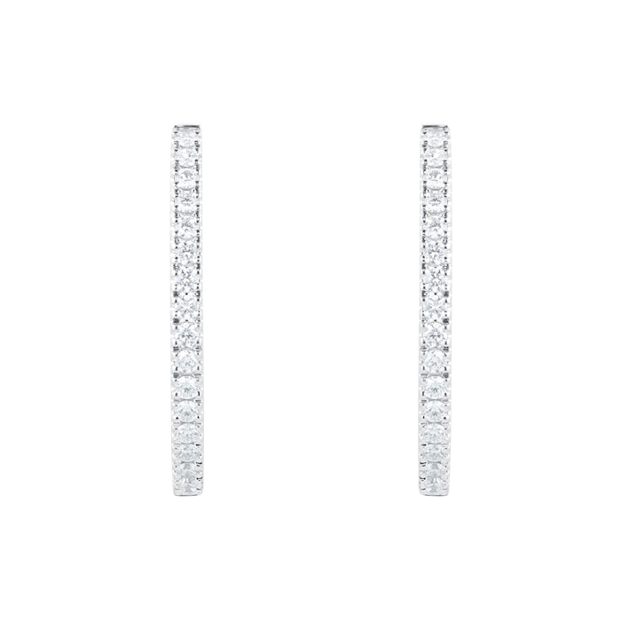 Mayors 18k White Gold 0.70cttw Diamond Oval Hoop Earrings