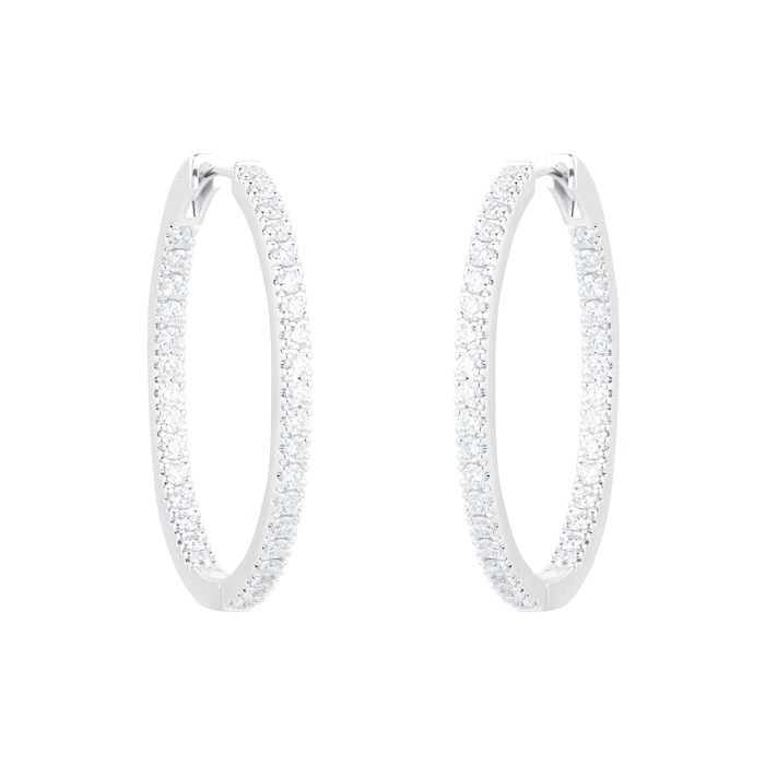 Mayors 18k White Gold 0.95cttw Diamond Oval Hoop Earrings