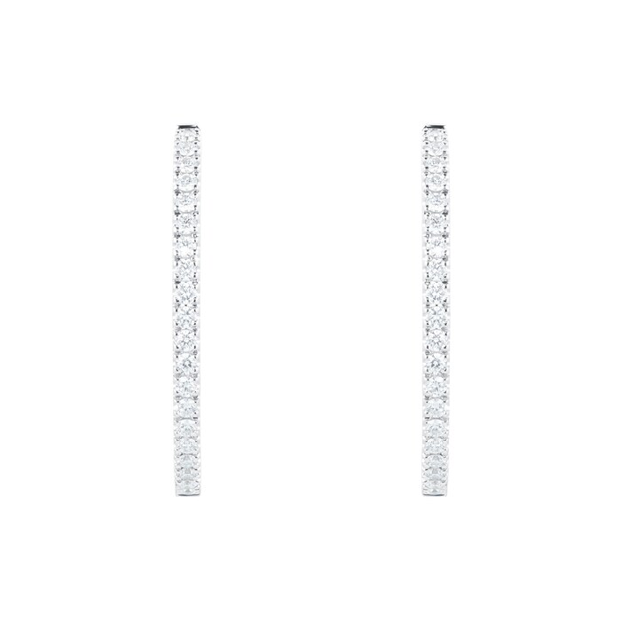 Mayors 18k White Gold 0.95cttw Diamond Oval Hoop Earrings