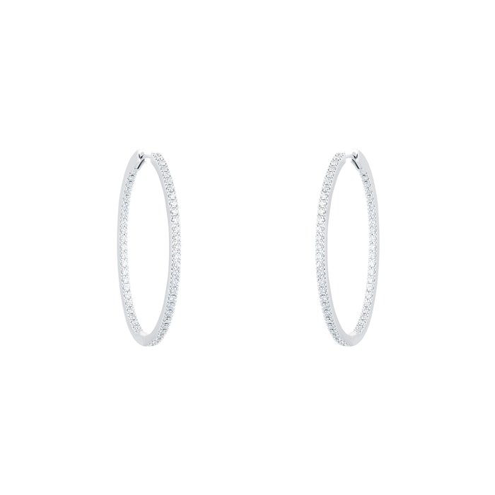 Mayors 18k White Gold 1.11cttw Diamond Oval Hoop Earrings