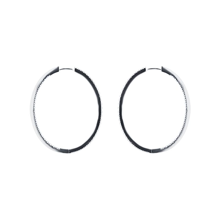 Mayors 18k White Gold 1.11cttw Diamond Oval Hoop Earrings