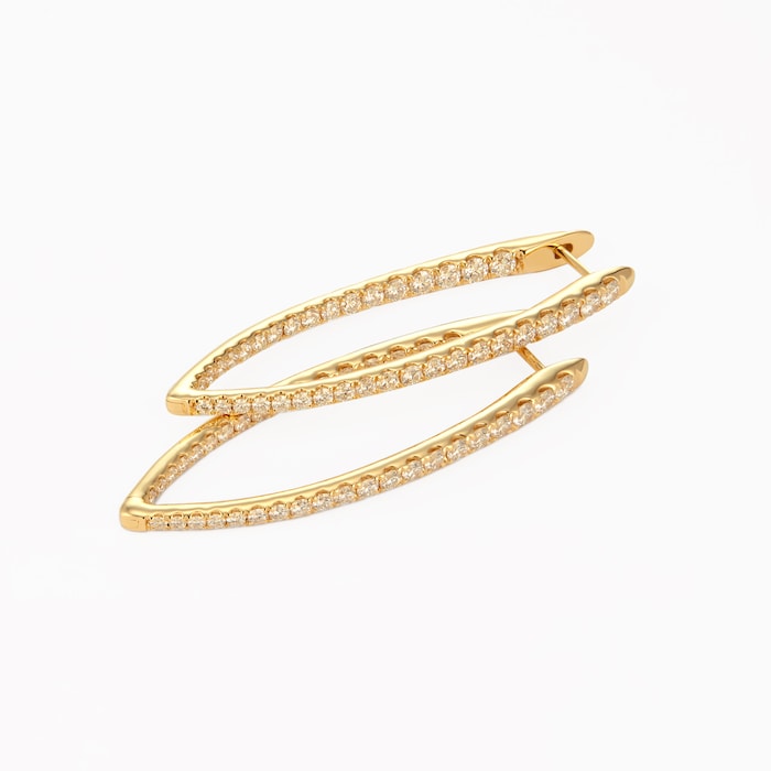 Mayors 18k Yellow Gold 1.60cttw Diamond Imperial Hoop Earrings