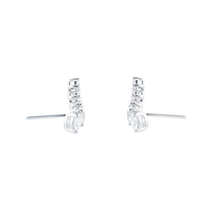 Mayors 18k White Gold 0.68cttw 5 Stone Diamond Climber Stud Earrings