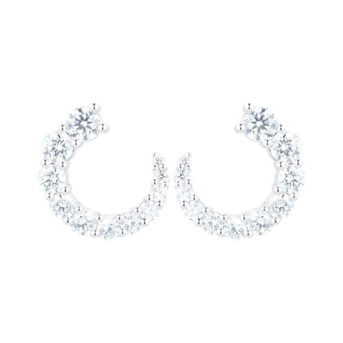 Mayors 18k White Gold 1.29cttw Diamond Lunar Stud Earrings