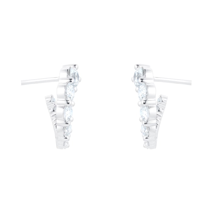 Mayors 18k White Gold 1.29cttw Diamond Lunar Stud Earrings