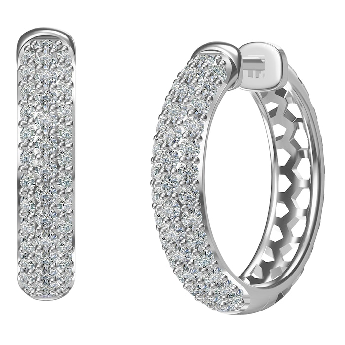 Mayors 18k White Gold 2.00cttw Diamond Hoop Earrings