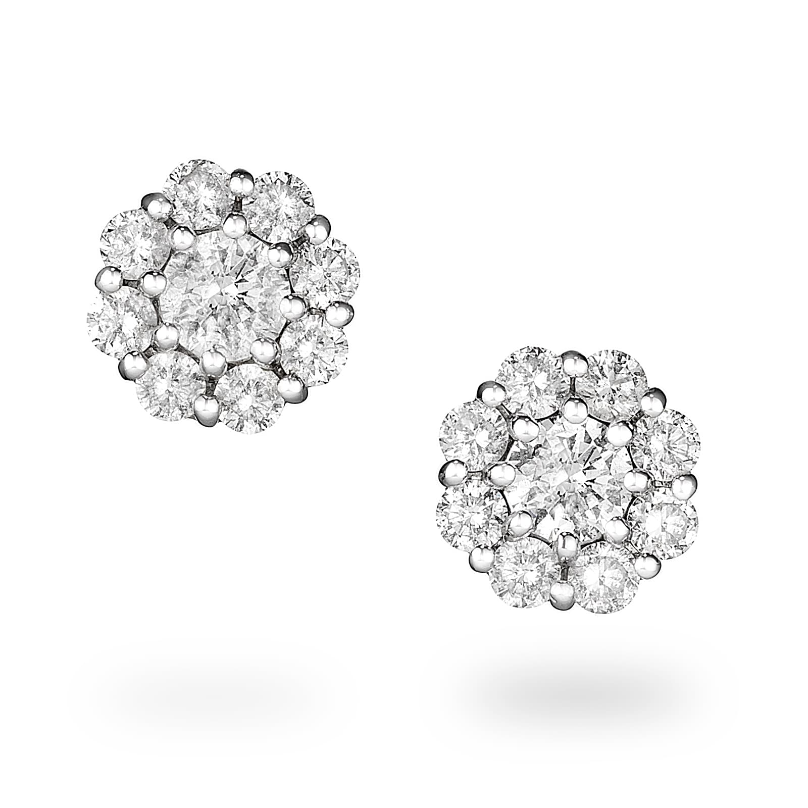 18k White Gold 1.00cttw Diamond Cluster Stud Earrings