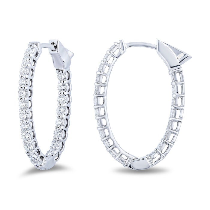 Mayors 18k White Gold 1.20cttw Diamond Hoop Earrings