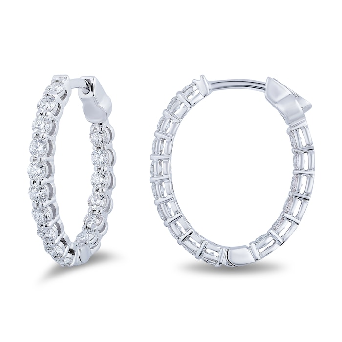 Mayors 18k White Gold 1.68cttw Diamond Hoop Earrings