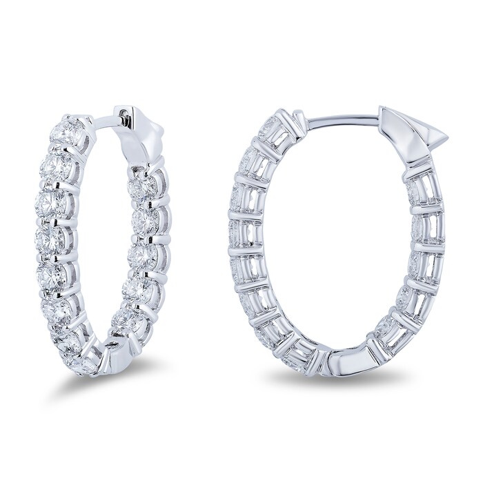 Mayors 18k White Gold 2.73cttw Diamond Hoop Earrings