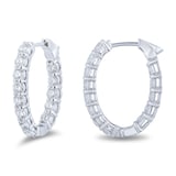Mayors 18k White Gold 2.73cttw Diamond Hoop Earrings
