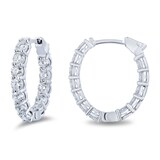 Mayors 18k White Gold 3.60cttw Diamond Hoop Earrings