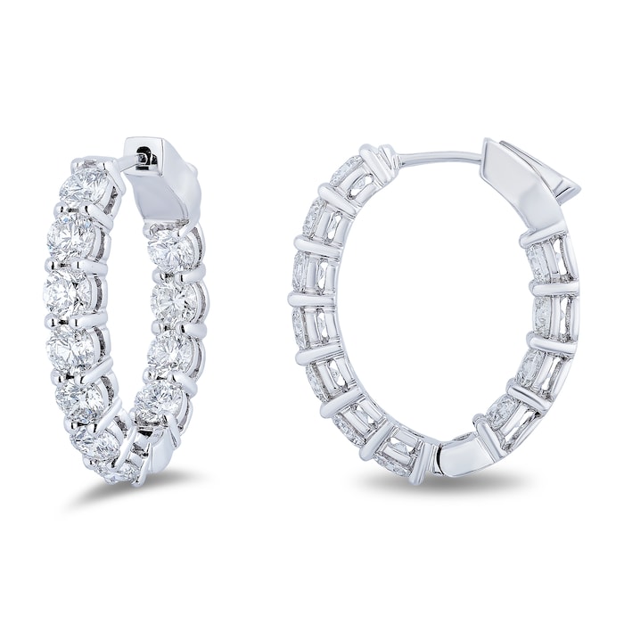 Mayors 18k White Gold 4.51cttw Diamond Hoop Earrings