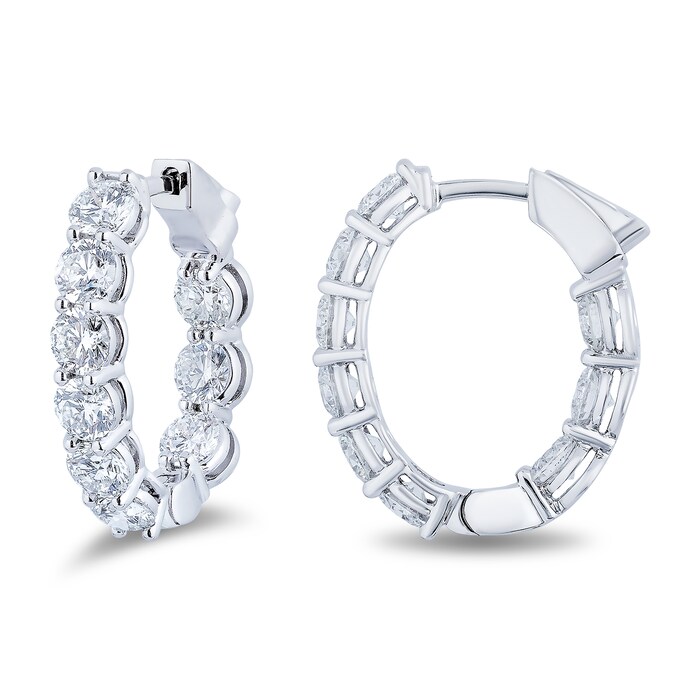 Mayors 18k White Gold 4.59cttw Diamond Hoop Earrings