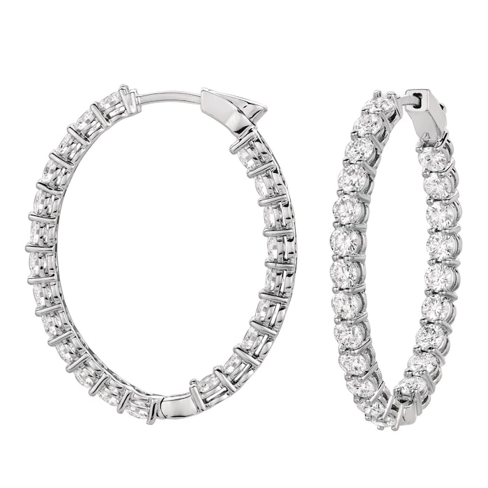 Mayors 18k White Gold 6.60cttw Diamond Oval Hoop Earrings