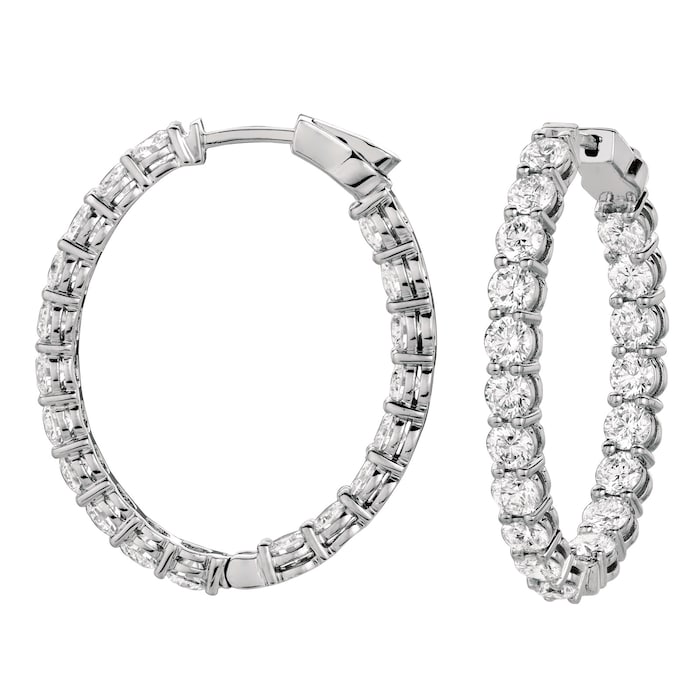 Mayors 18k White Gold 7.79cttw Diamond Oval Hoop Earrings