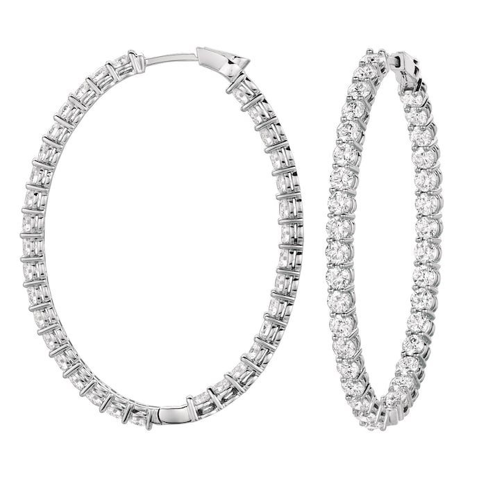 Mayors 18k White Gold 10.2cttw Diamond Oval Hoop Earrings