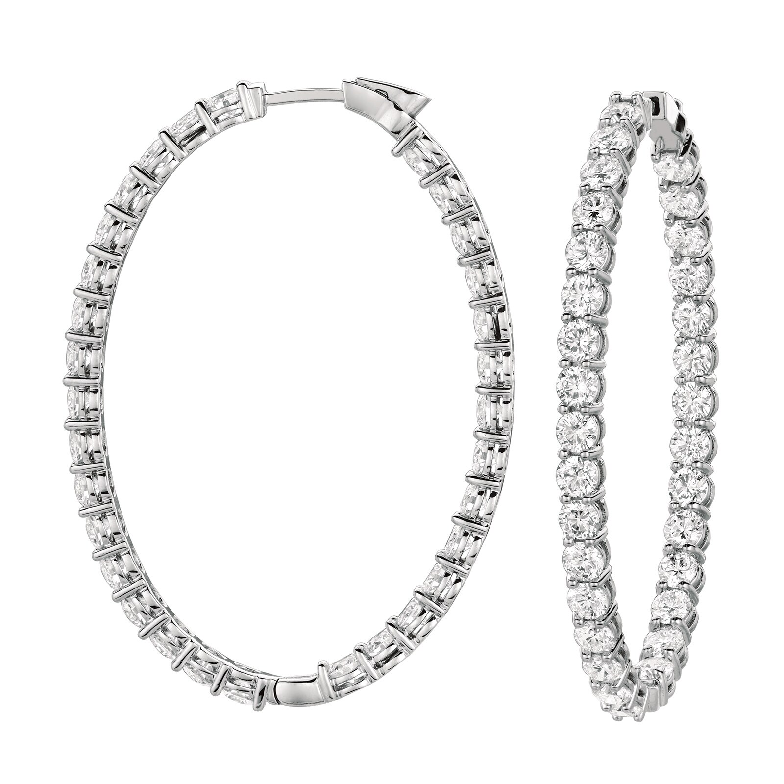 Mayors 18k White Gold 12.71cttw Diamond Oval Hoop Earrings