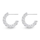 Mayors 18k White Gold 7.07cttw Princess Cut Diamond Mini Hoop Earrings