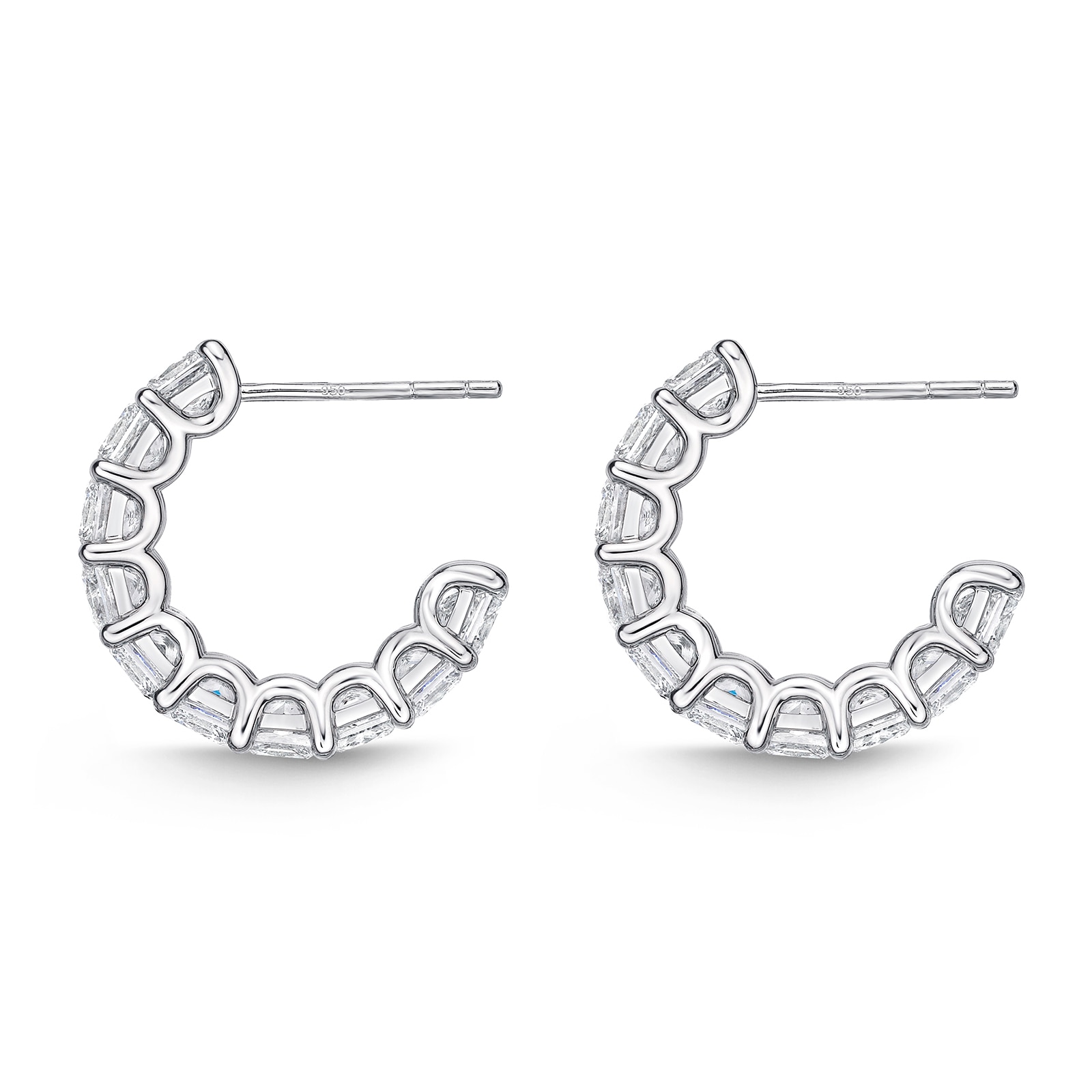 Mayors 18k White Gold 5.46cttw Princess Cut Diamond Mini Hoop Earrings