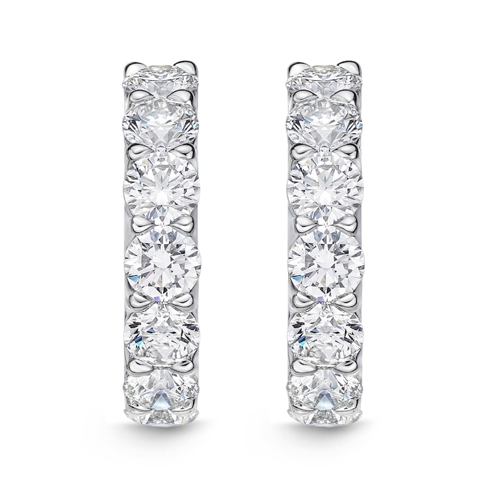 Mayors 18k White Gold 5.46cttw Princess Cut Diamond Mini Hoop Earrings