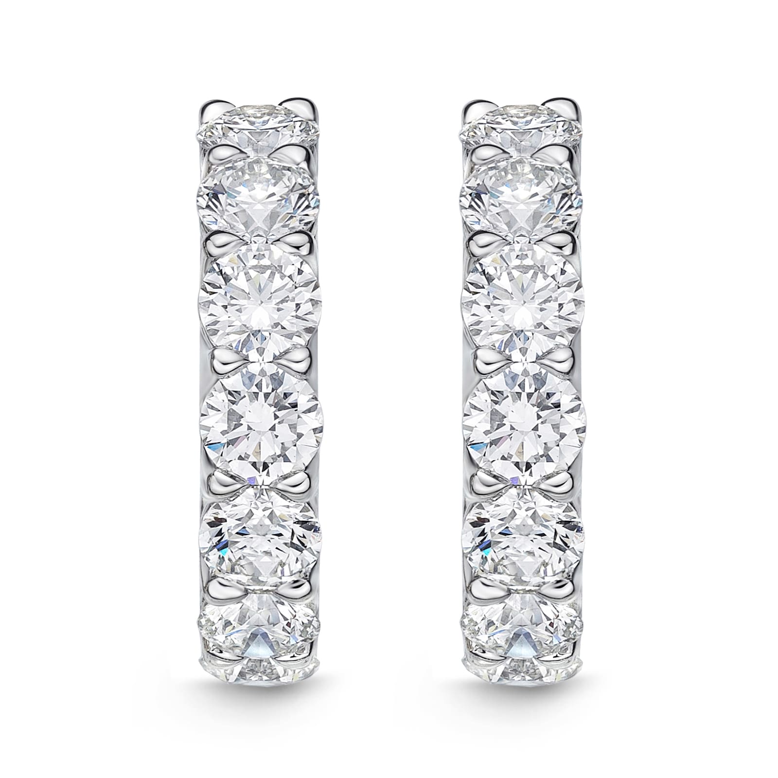 Mayors 18k White Gold 5.46cttw Princess Cut Diamond Mini Hoop Earrings