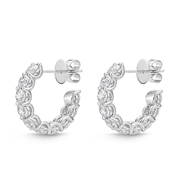 Mayors 18k White Gold 5.46cttw Princess Cut Diamond Mini Hoop Earrings