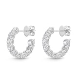 Mayors 18k White Gold 5.46cttw Princess Cut Diamond Mini Hoop Earrings