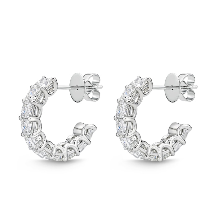 Mayors 18k White Gold 6.56cttw Princess Cut Diamond Mini Hoop Earrings