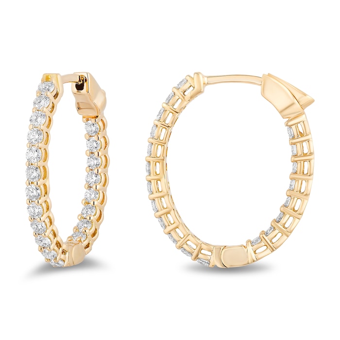 Mayors 18k Yellow Gold 1.20cttw Diamond Oval Hoop Earrings