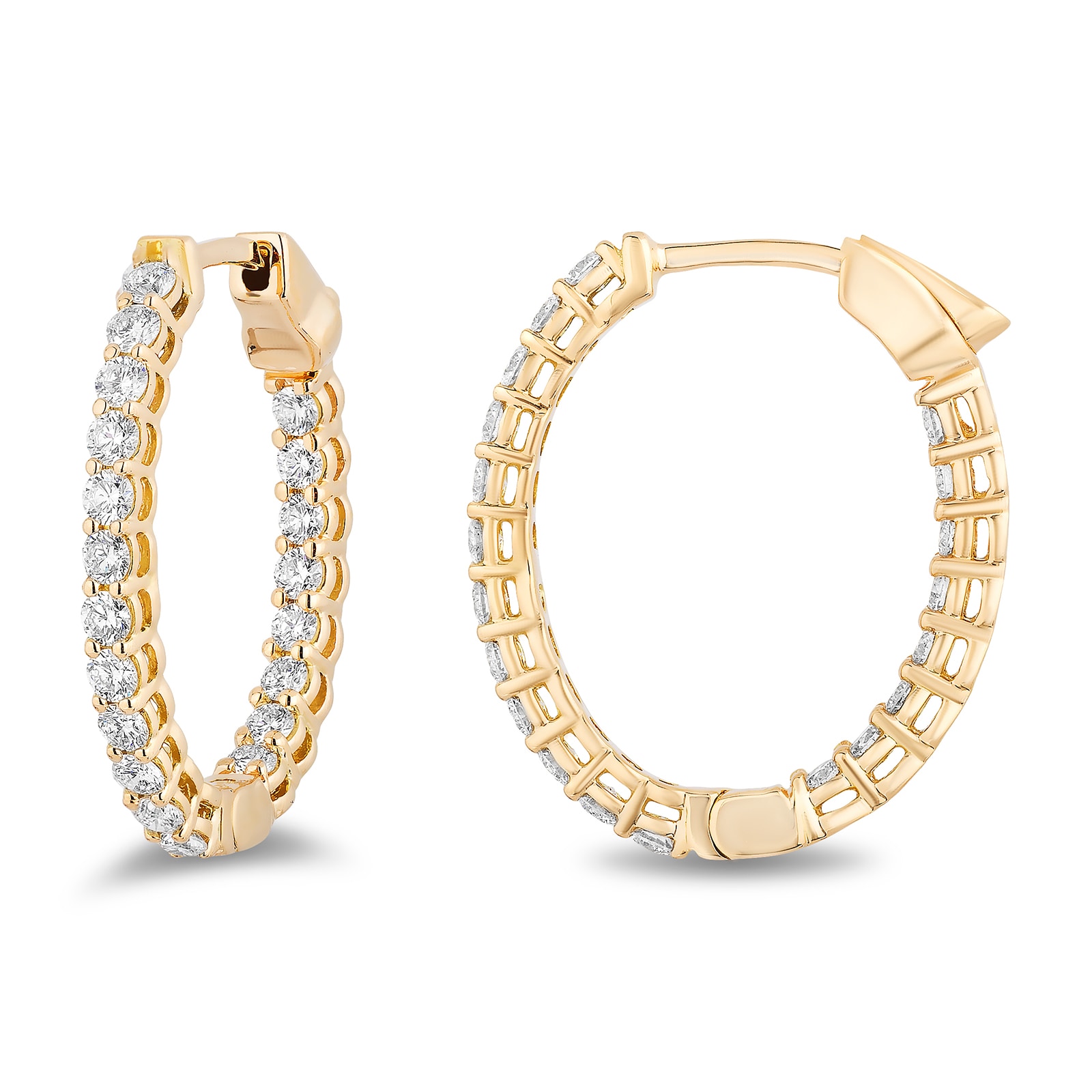Mayors 18k Yellow Gold 1.20cttw Diamond Oval Hoop Earrings